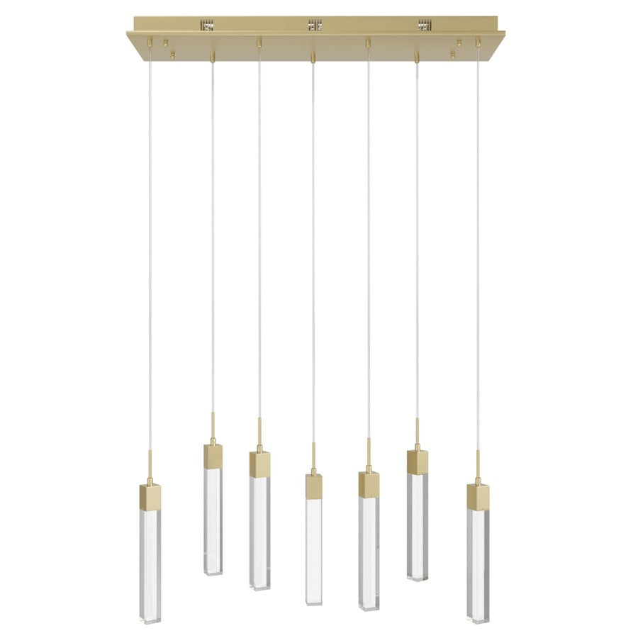 Avenue Original Glacier 7Lt 130" Pendant, Brass/Clear Crystal - HF1900-7-GL-BB-C