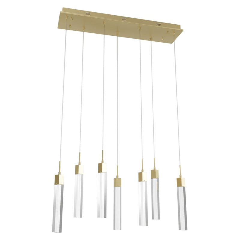 Avenue Original Glacier 7Lt 130" Pendant, Brass/Clear Crystal - HF1900-7-GL-BB-C