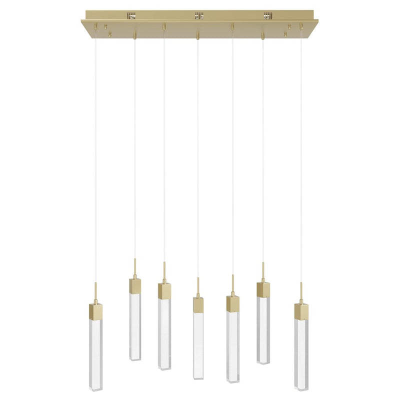 Avenue Original Glacier 7Lt 130" Pendant, Brass/Snow
