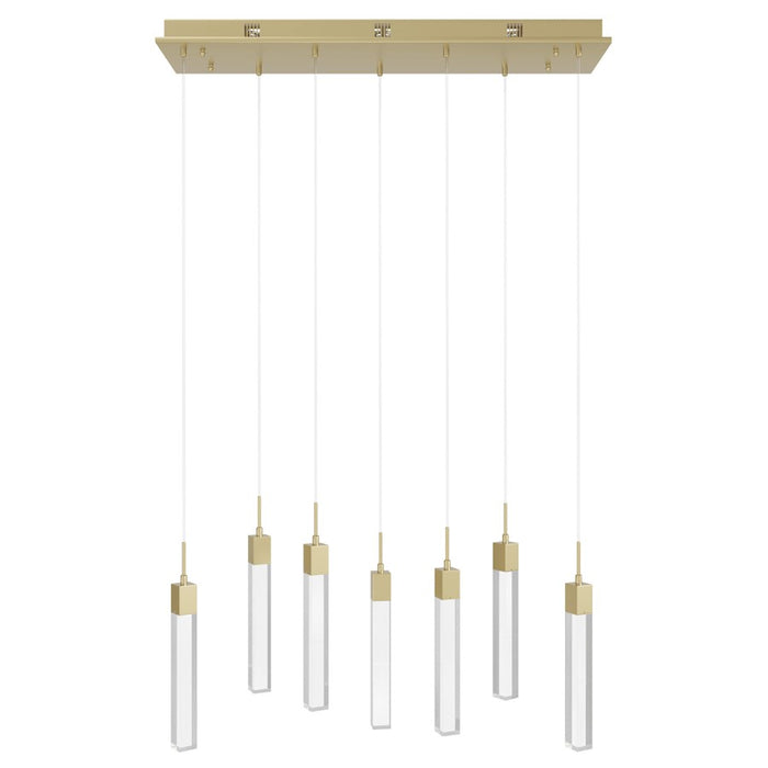 Avenue Original Glacier 7Lt 130" Pendant, Brass/Snow - HF1900-7-GL-BB-SNW