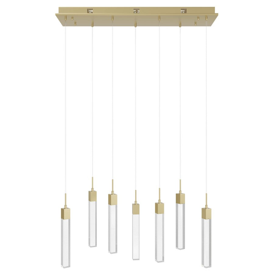 Avenue Original Glacier 7Lt 130" Pendant, Brass/Snow - HF1900-7-GL-BB-SNW