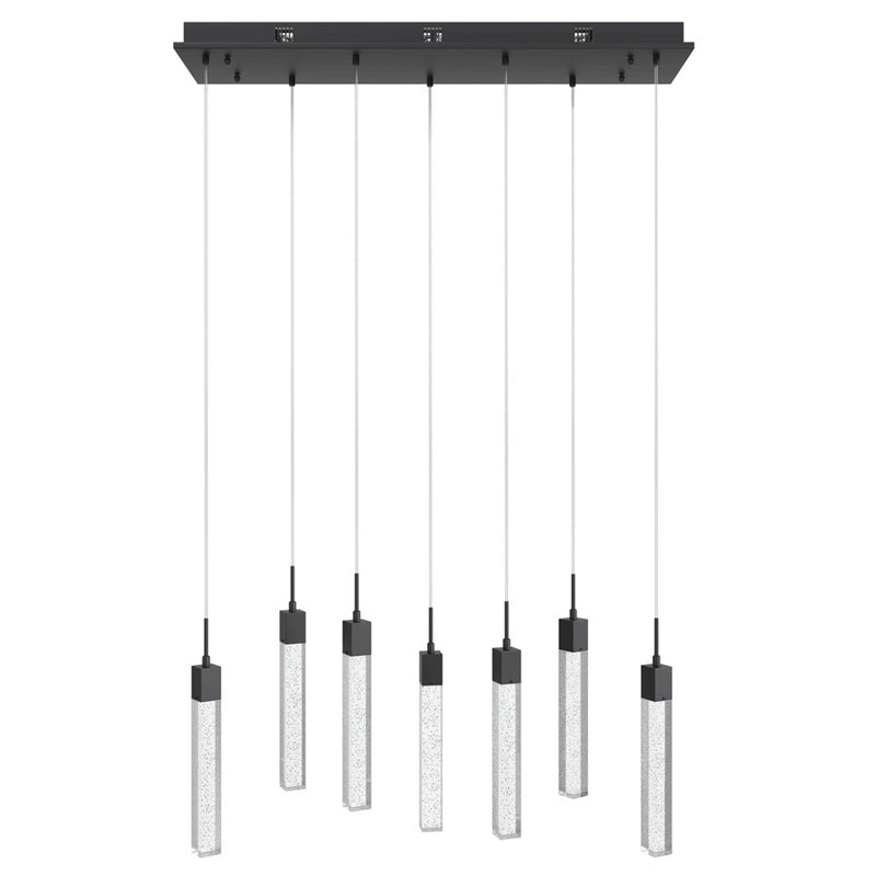 Avenue Original Glacier 7Lt 130" Pendant, Black/Bubbled Crystal