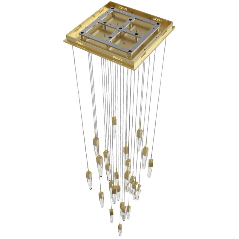 Avenue Lighting Aspen 25Lt 171" Pendant, Brass/Clear Crystal