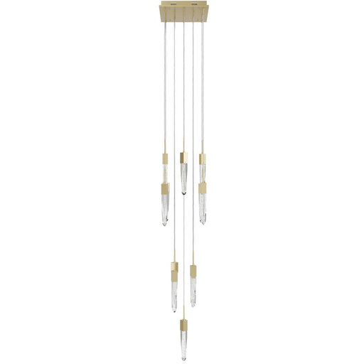 Avenue Lighting Aspen 13Lt 146" Pendant, Brass/Bubbled Crystal - HF1905-13-AP-BB