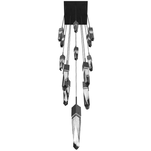 Avenue Lighting Aspen 13Lt 146" Pendant, Black/Bubbled Crystal