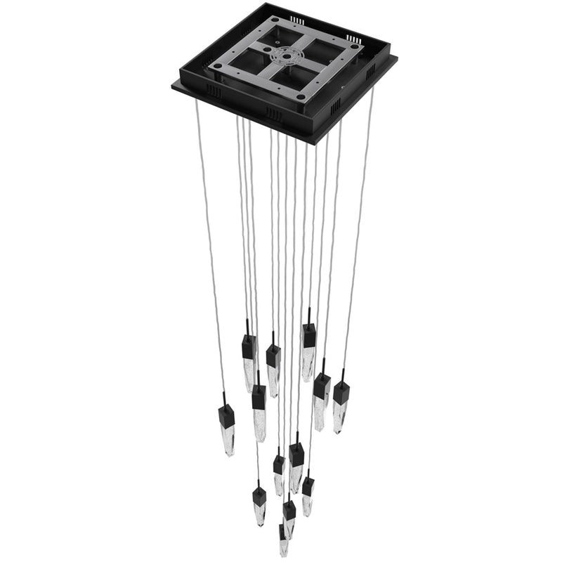 Avenue Lighting Aspen 13Lt 146" Pendant, Black/Bubbled Crystal - HF1905-13-AP-BK