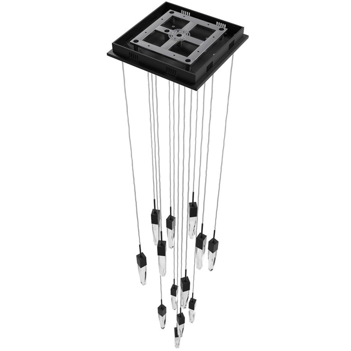 Avenue Lighting Aspen 13Lt 146" Pendant, Black/Clear Crystal
