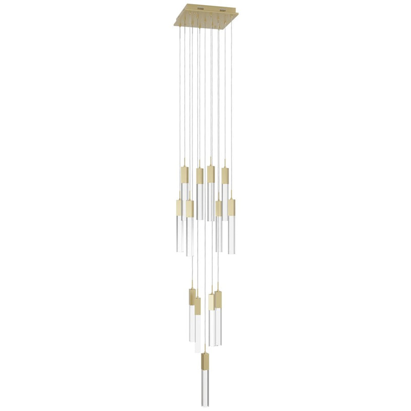 Avenue Original Glacier 13Lt 148" Pendant, Brass/Crystal - HF1905-13-GL-BB-C