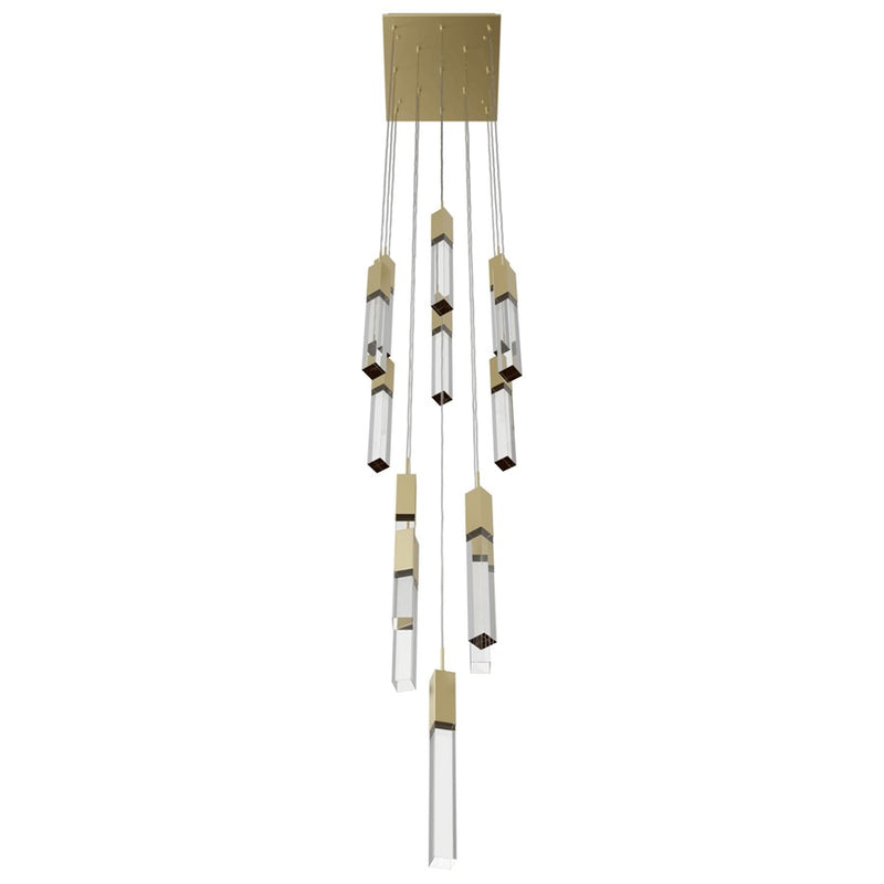 Avenue Original Glacier 13Lt 148" Pendant, Brass/Crystal - HF1905-13-GL-BB-C