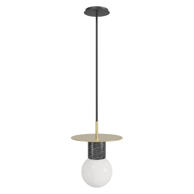 Avenue Lighting Newport 1 Light 8" Pendant, Brushed Brass/Black