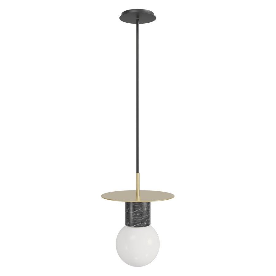 Avenue Lighting Newport 1 Light 8" Pendant, Brushed Brass/Black - HF1951-BB-BK