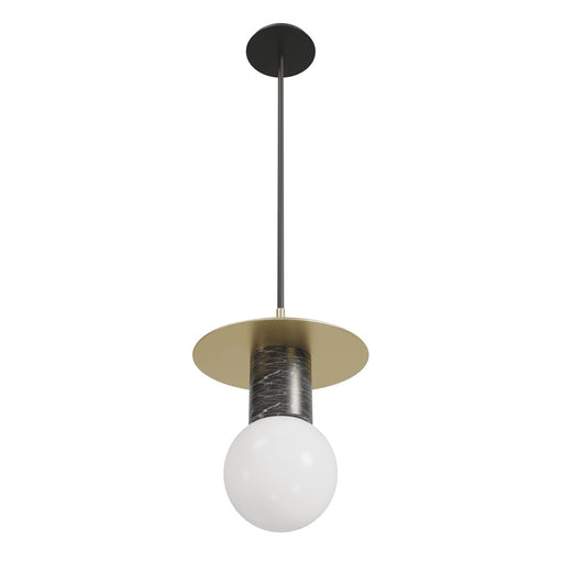 Avenue Lighting Newport 1 Light 8" Pendant, Brushed Brass/Black