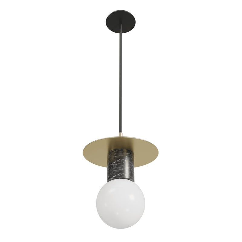 Avenue Lighting Newport 1 Light 8" Pendant, Brushed Brass/Black - HF1951-BB-BK