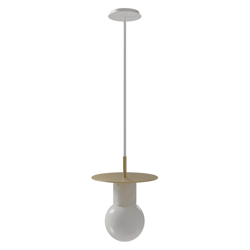 Avenue Lighting Newport 1 Light 8" Pendant, Brushed Brass/White - HF1951-BB-WHT
