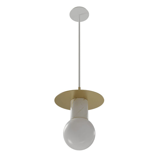 Avenue Lighting Newport 1 Light 8" Pendant, Brushed Brass/White