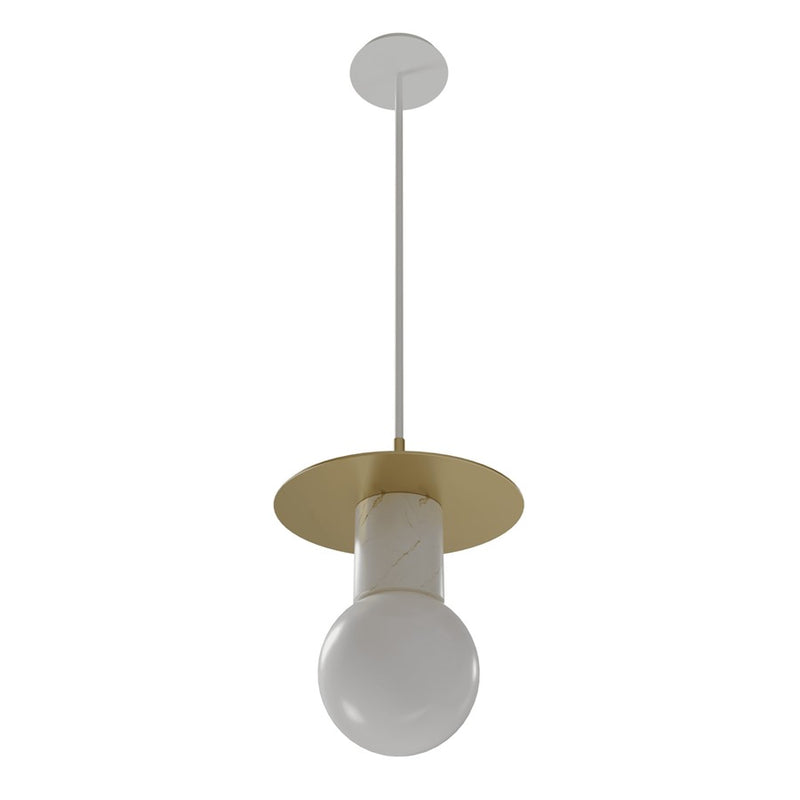 Avenue Lighting Newport 1 Light 8" Pendant, Brushed Brass/White - HF1951-BB-WHT