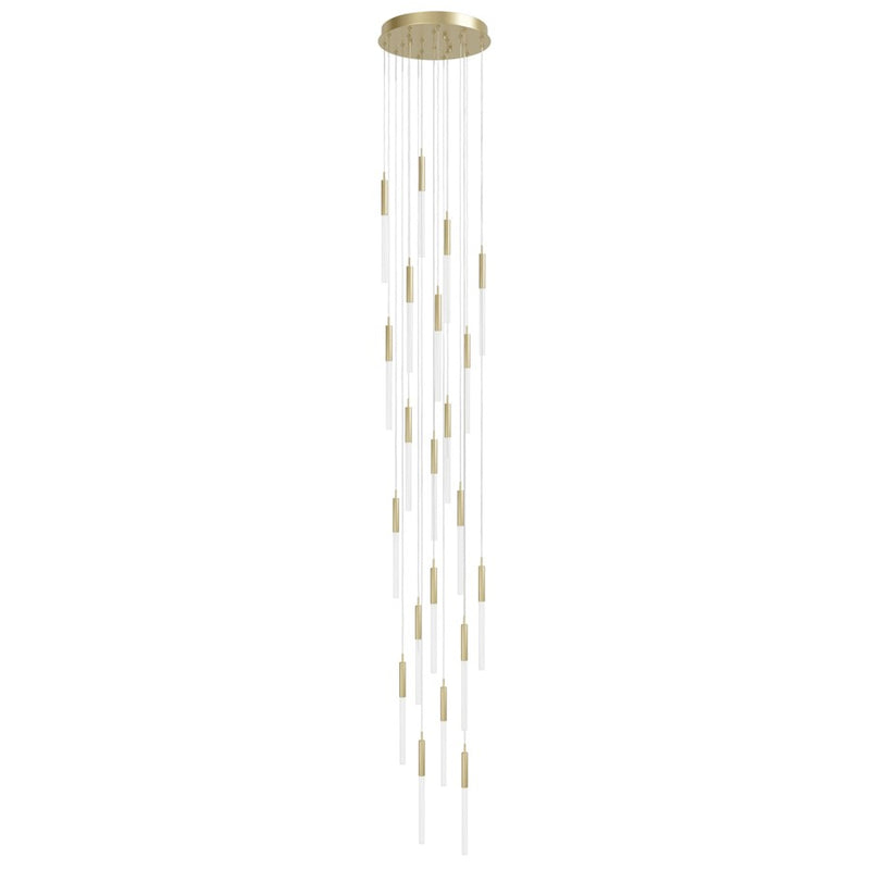 Avenue Lighting Main St. 21Lt 158" Frosted Glass Pendant, Brass - HF2021-FR-BB