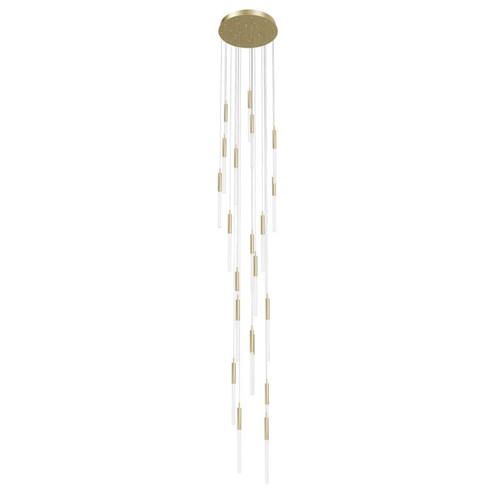 Avenue Lighting Main St. 21Lt 158" Frosted Glass Pendant, Brass