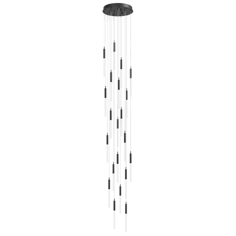 Avenue Lighting Main St. 21Lt 158" Frosted Pendant, Black - HF2021-FR-BK