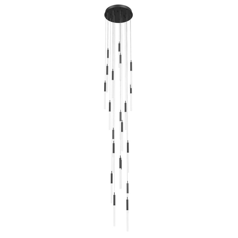 Avenue Lighting Main St. 21Lt 158" Frosted Pendant, Black - HF2021-FR-BK