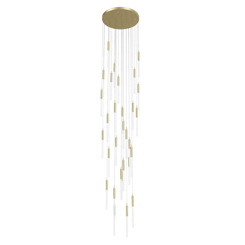 Avenue Lighting Main St. 31Lt 158" Frosted Glass Pendant, Brass - HF2031-FR-BB