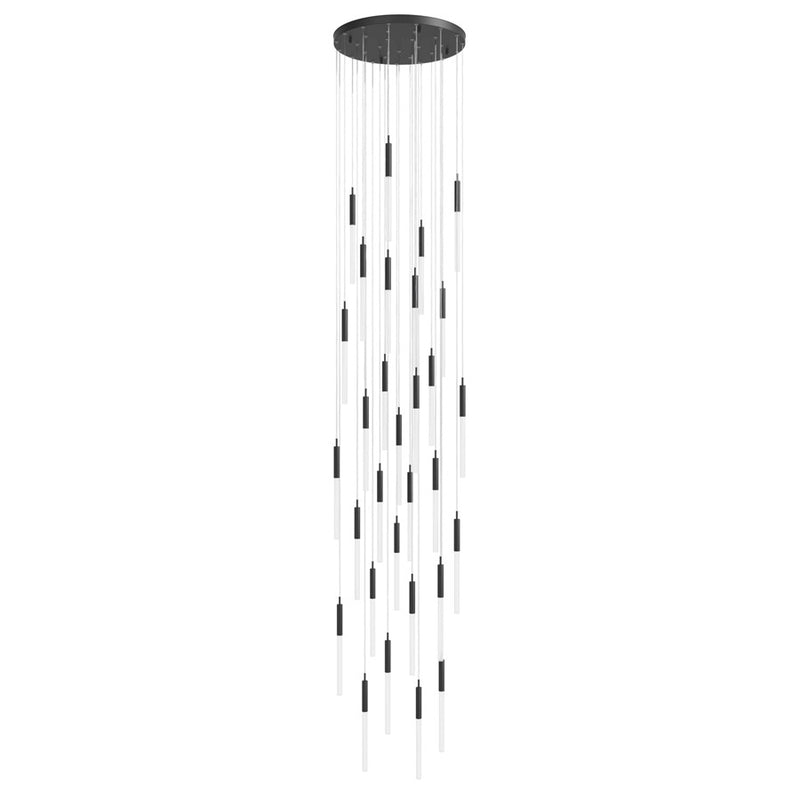 Avenue Lighting Main St. 31Lt 158" Frosted Pendant, Black - HF2031-FR-BK