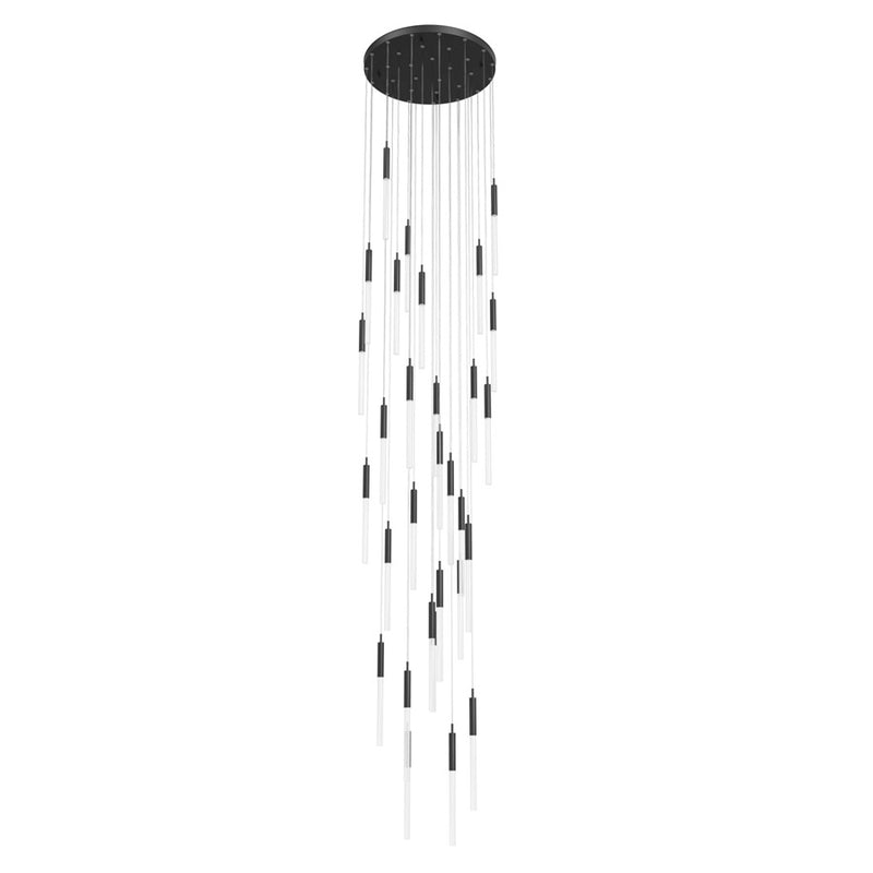 Avenue Lighting Main St. 31Lt 158" Frosted Pendant, Black - HF2031-FR-BK