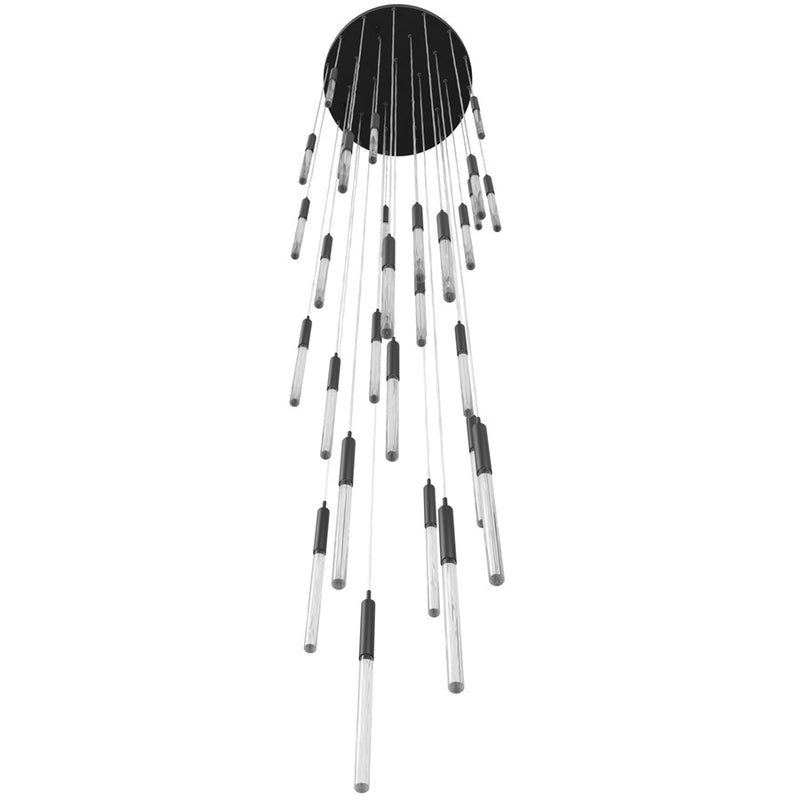 Avenue Lighting Main St. 31Lt 158" Snow Acyrlic Pendant, Black - HF2031-SNW-BK