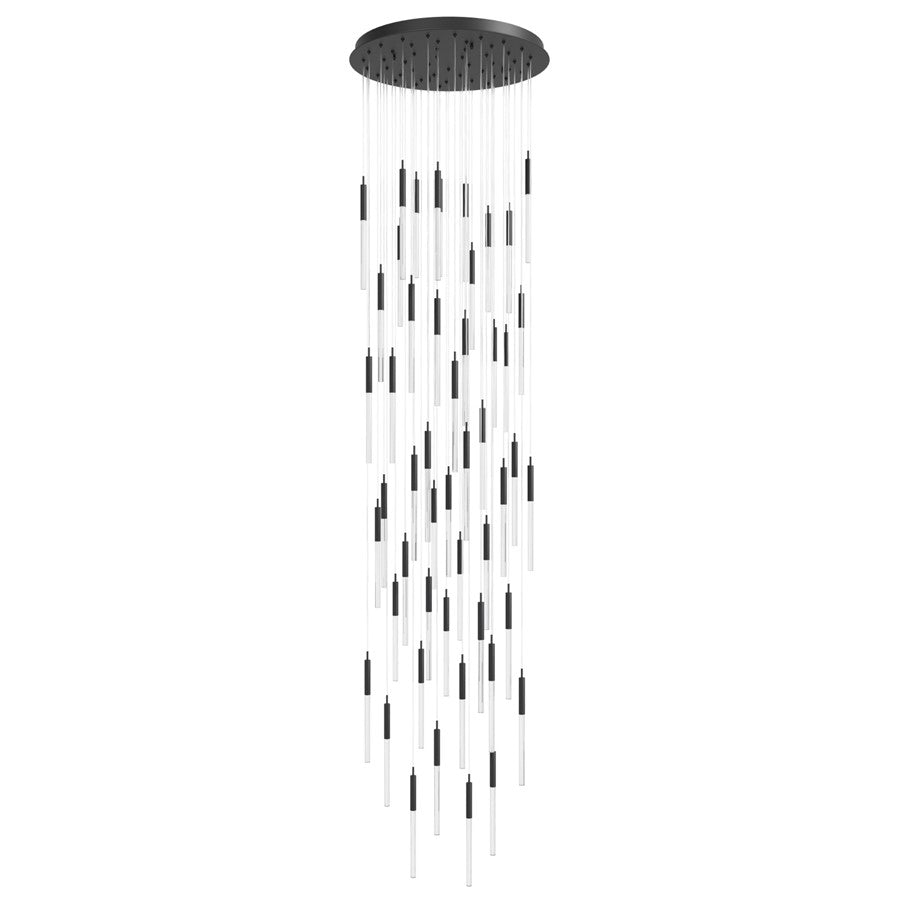 Avenue Lighting Main St. 51Lt 158" Snow Acyrlic Pendant, Black - HF2051-SNW-BK