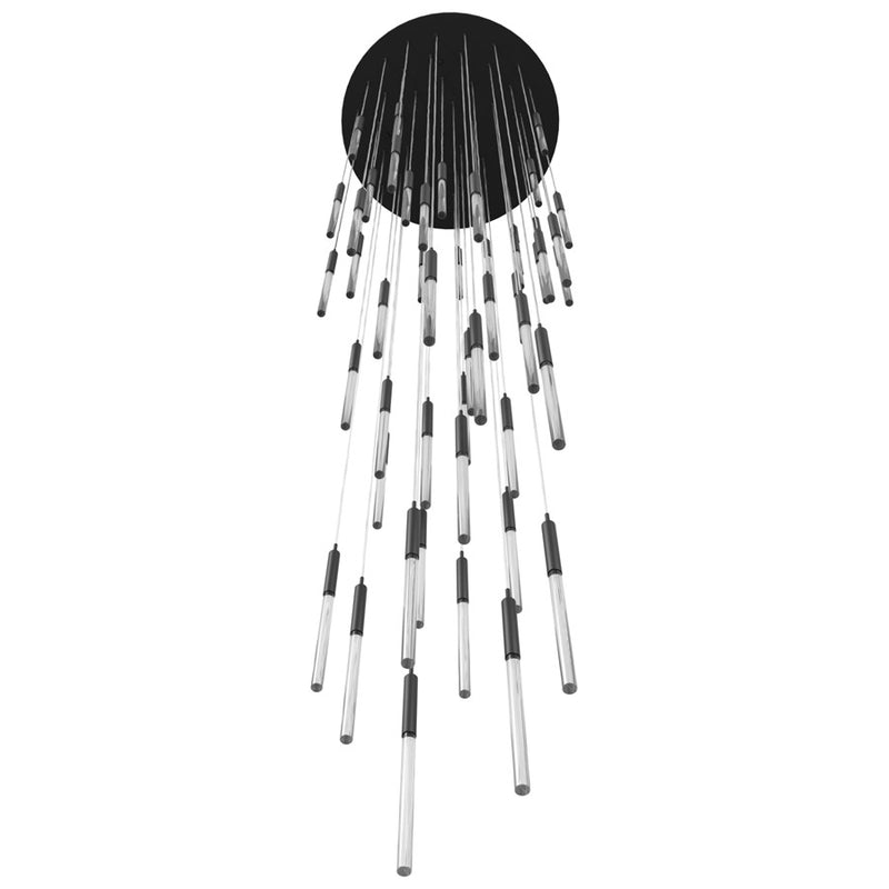 Avenue Lighting Main St. 51Lt 158" Snow Acyrlic Pendant, Black - HF2051-SNW-BK