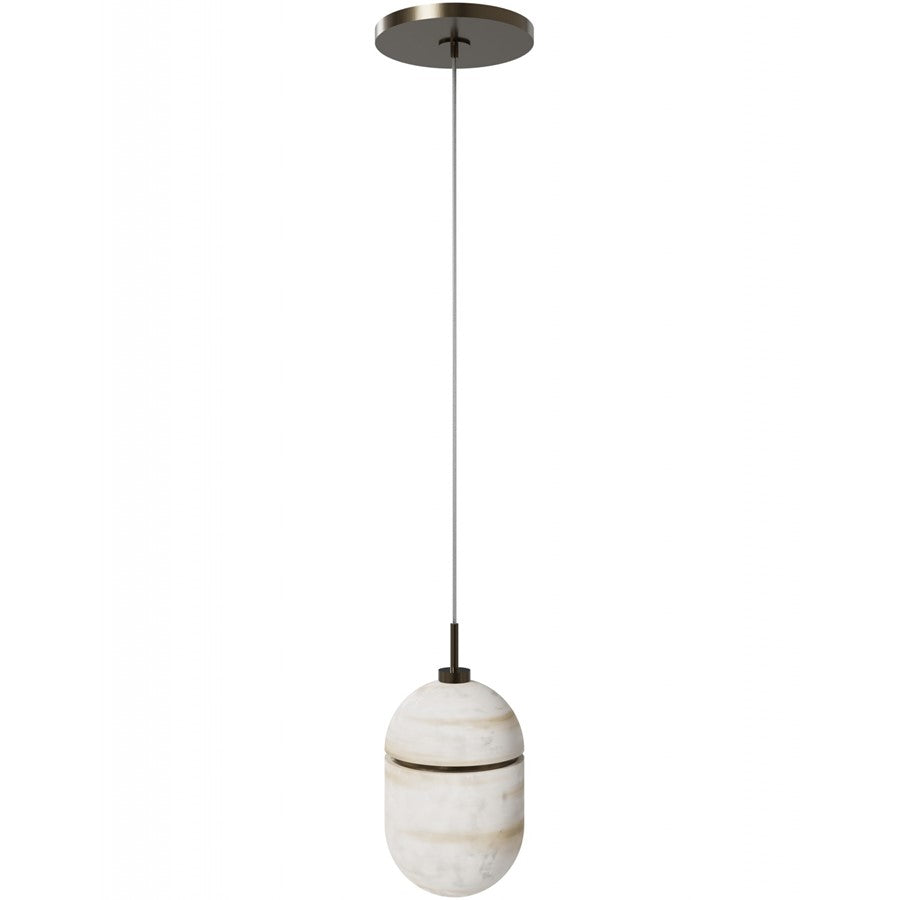 Avenue Lighting Sedona 1Lt 6" Pendant, Alabaster/Brass/White