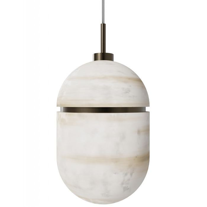 Avenue Lighting Sedona 1Lt 6" Pendant, Alabaster/Brass/White
