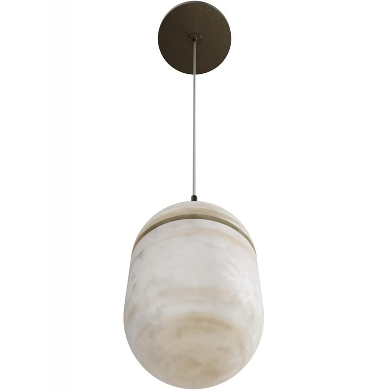Avenue Lighting Sedona 1Lt 6" Pendant, Alabaster/Brass/White