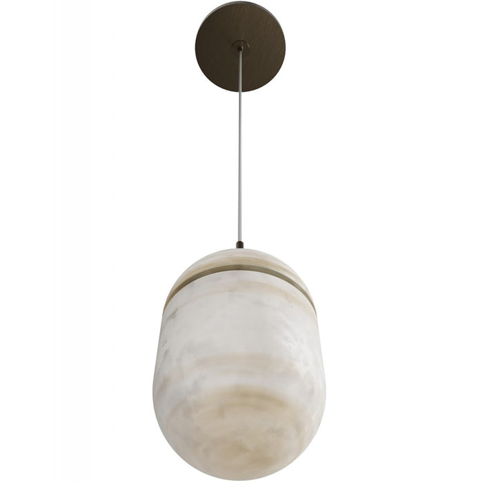 Avenue Lighting Sedona 1Lt 6" Pendant, Alabaster/Brass/White