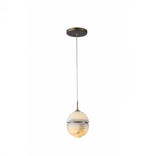 Avenue Lighting Sedona 1Lt 5" Round Ribbed Pendant, Alab/Brass/White
