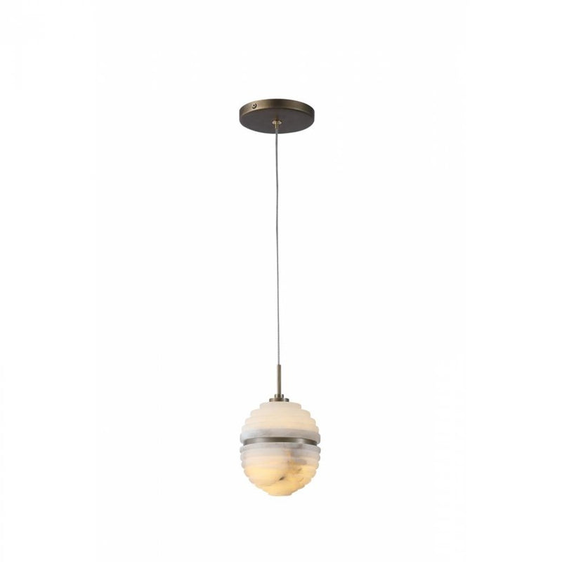 Avenue Lighting Sedona 1Lt 5" Round Ribbed Pendant, Alab/Brass/White - HF2902-AB