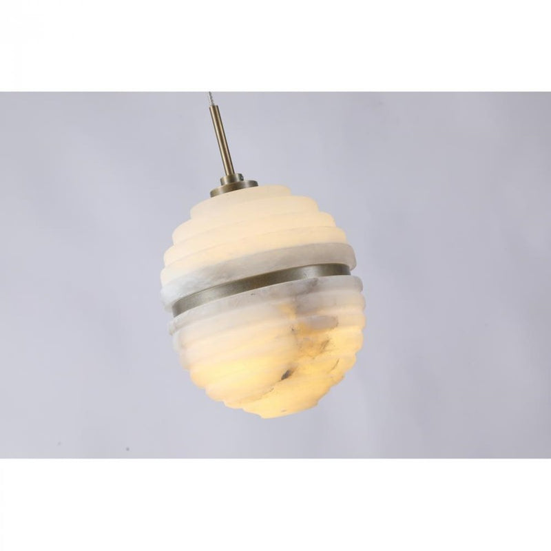 Avenue Lighting Sedona 1Lt 5" Round Ribbed Pendant, Alab/Brass/White - HF2902-AB