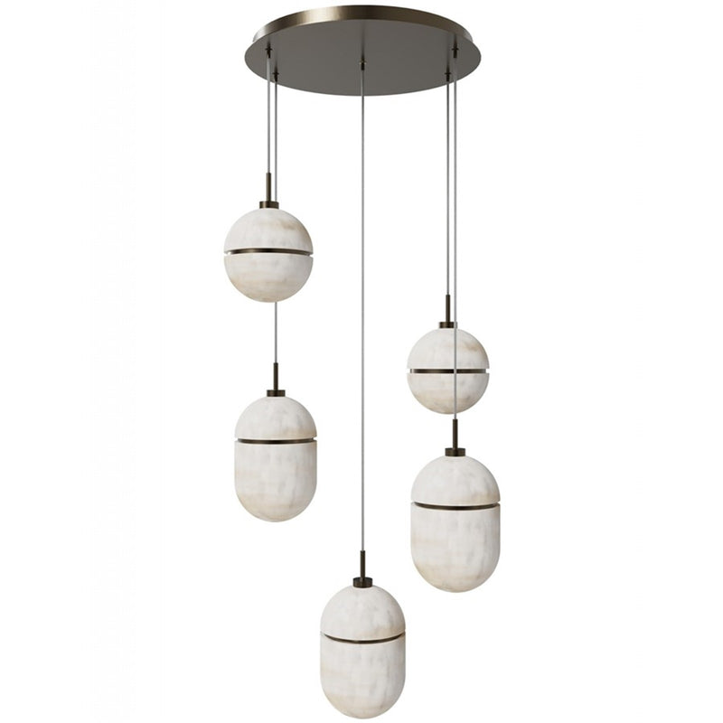 Avenue Lighting Sedona 5Lt 10" Pendant, Alabaster/Brass/White - HF2905-AB