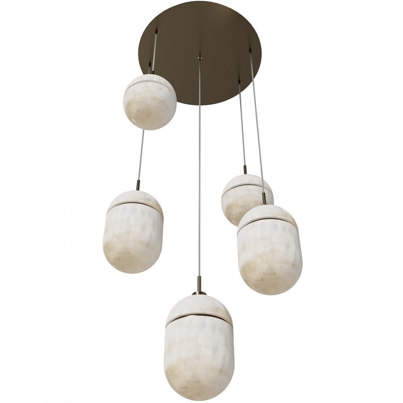 Avenue Lighting Sedona 5Lt 10" Pendant, Alabaster/Brass/White - HF2905-AB