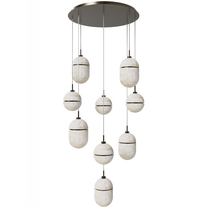 Avenue Lighting Sedona 9Lt 10" Pendant, Alabaster/Brass/White
