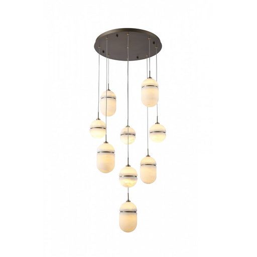 Avenue Lighting Sedona 9Lt 10" Pendant, Alabaster/Brass/White