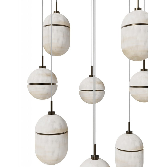 Avenue Lighting Sedona 9Lt 10" Pendant, Alabaster/Brass/White