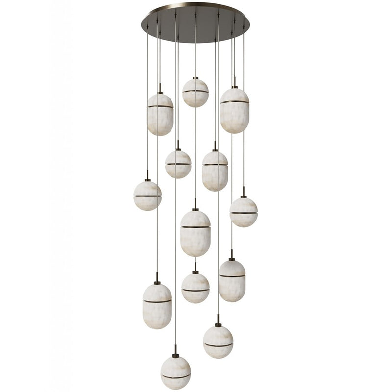 Avenue Lighting Sedona 13Lt 10" Pendant, Alabaster/Brass/White - HF2913-AB