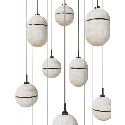 Avenue Lighting Sedona 13Lt 10" Pendant, Alabaster/Brass/White