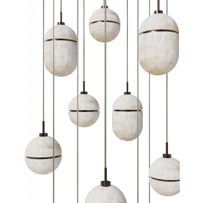 Avenue Lighting Sedona 13Lt 10" Pendant, Alabaster/Brass/White