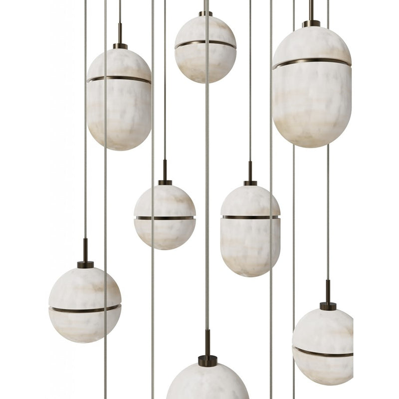 Avenue Lighting Sedona 13Lt 10" Pendant, Alabaster/Brass/White - HF2913-AB