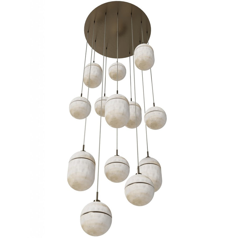 Avenue Lighting Sedona 13Lt 10" Pendant, Alabaster/Brass/White - HF2913-AB