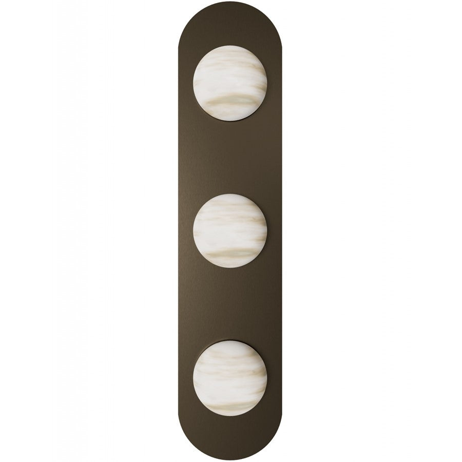 Avenue Lighting Sedona 3Lt 30" Wall Sconce, Alabaster/Brass/White