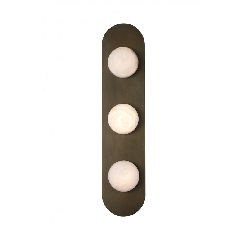 Avenue Lighting Sedona 3Lt 30" Wall Sconce, Alabaster/Brass/White