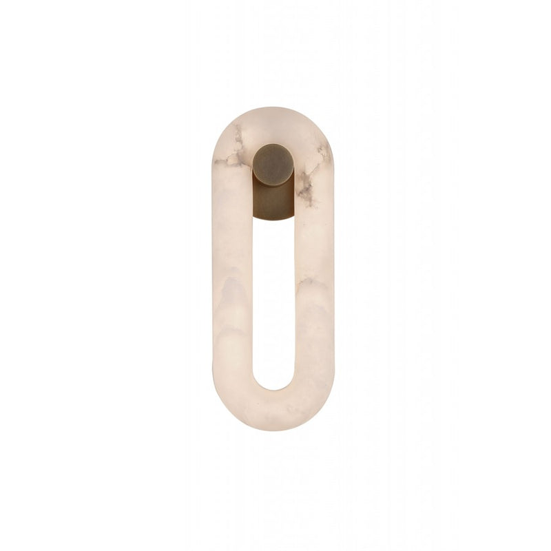 Avenue Sedona 16"H Soft Oval Loop Alabaster LED Wall Sconce, Brass